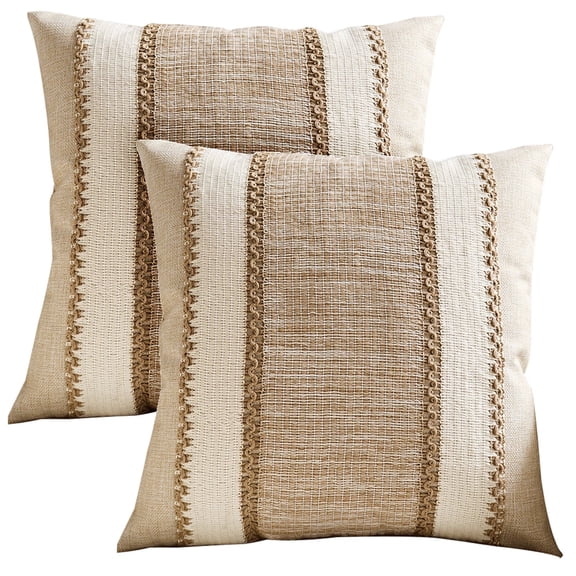 HonorHut Textured Pillow Cover 2 Pack Modern Fashion Square Cushion Covers Cotton Linen Pillow Covers with Zipper Universal Pillowcase Protector Coffee