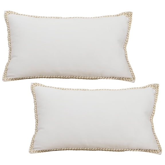 HonorHut Throw Pillow Covers Neutral Decorative Euro Cushion Cover with Stitched Edge Breathable Pillow Protectors 18x18 Inch 2 Piece White