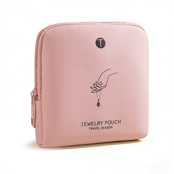HonorHut Travel Jewelry Box for Women Girls Portable Pouch Bag with Zipper Small Jewelry Storage Gift Case Single Layer Rose Pink