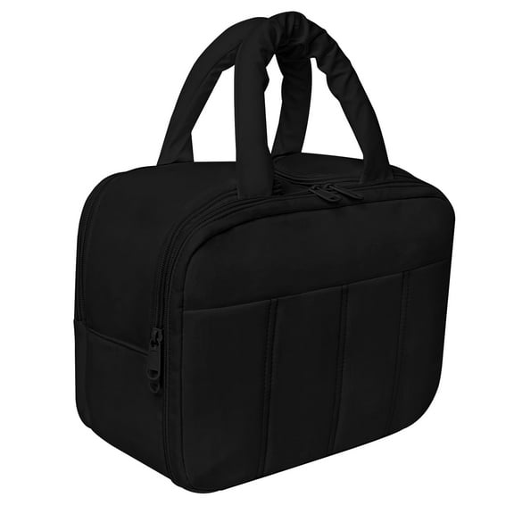 HonorHut Travel Toiletry Bag Large Capacity Makeup Bag with Handle Multi Functional Tote Bag Waterproof Toiletry Case Toiletries Accessories 11.8x7.3x8.3Inch Black