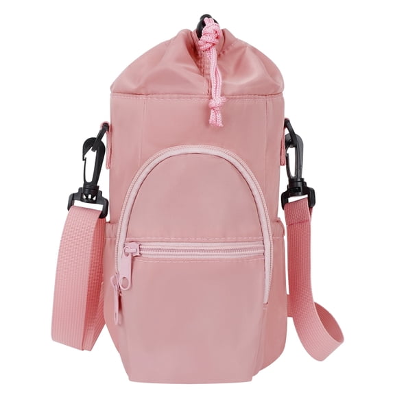 HonorHut Water Bottle Bag with Adjustable Strap Bottle Carrier Bag Multi Pocket 4x5x13Inch for Walking Hiking Camping Gym Pink