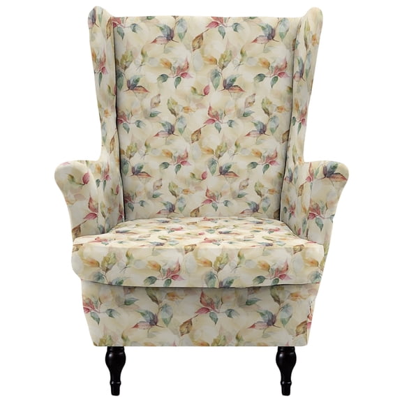 HonorHut Wing Back Chair Slipcovers Armchair Cover 2-Piece Set Stretch Wing Chair Slipcover Printed Washable Cover for Chairs Non-Slip Furniture Cover Light Yellow