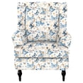 thumbnail image 1 of HonorHut Wing Back Chair Slipcovers Stretch Printed Armchair Slipcovers Soft Washable Wing Back Chair Cover Jacquard Furniture Protector Yellow Blue, 1 of 7