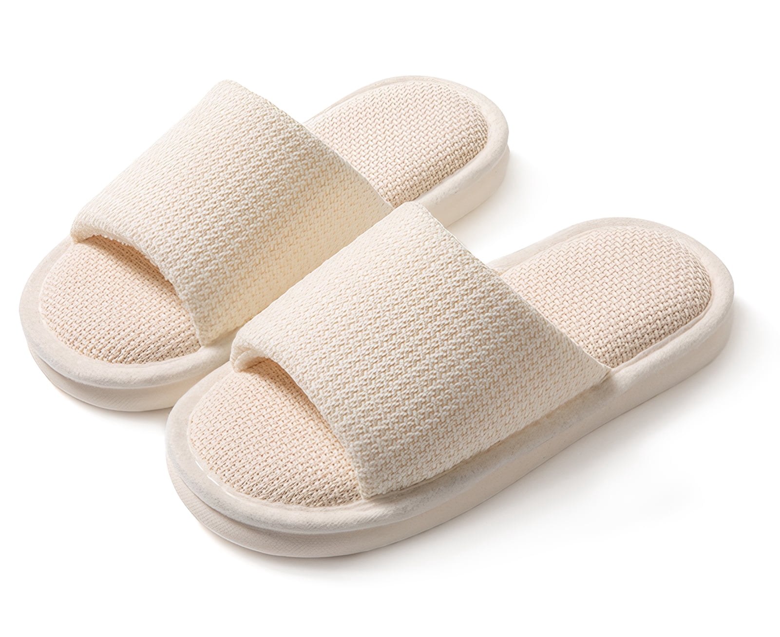 HonorHut Women Slippers Soft Cushioned House Slides Waffle Cotton Linen ...