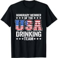 thumbnail image 1 of Honorary Member Of The USA Drinking Team American Flag Beer T-Shirt, 1 of 4