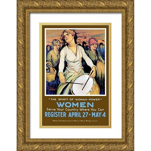 Honore 13x18 Gold Ornate Wood Framed with Double Matting Museum Art Print Titled - The Spirit of Woman-Power