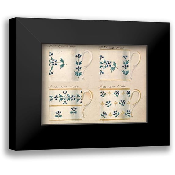 Honore 24x19 Black Modern Framed Museum Art Print Titled - Quatre tasses du 1er choix, ca. 1800-1820