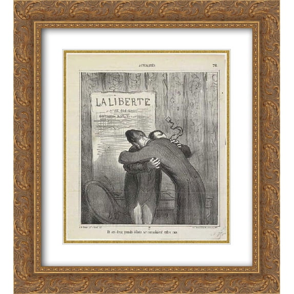 Honore Daumier 2x Matted 20x22 Gold Ornate Framed Art Print 'And these two major debris consoled them'
