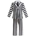 thumbnail image 1 of Beetle Movie Juice Cosplay Costume Halloween Black and White Striped Jacket Shirt Pant Set, 1 of 7