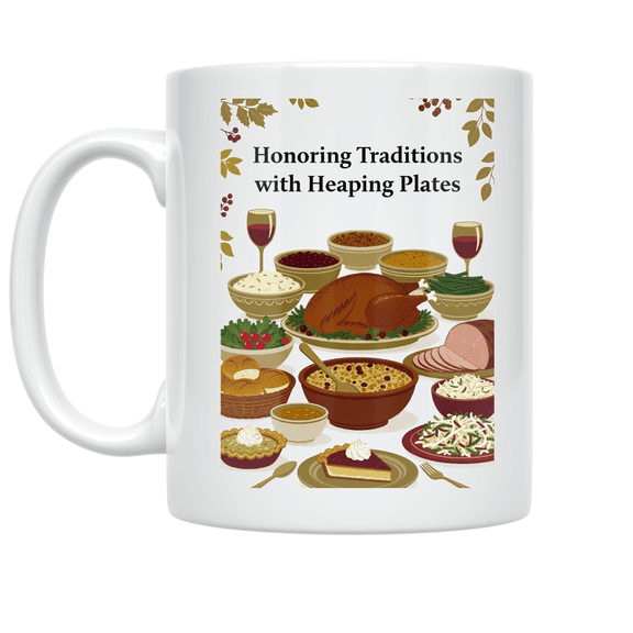 Honoring Traditions with Heaping Plates - Family Feast Enthusiast - 11 oz Ceramic Coffee Mug
