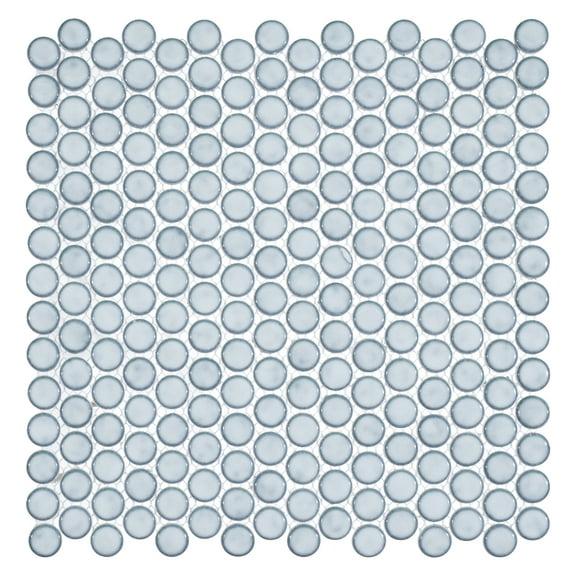 Honoro-Bulbi Owl Gray 3/4 -in. Penny Round Concrete Look Smooth Matte Glass Mosaic Wall & Floor Tile