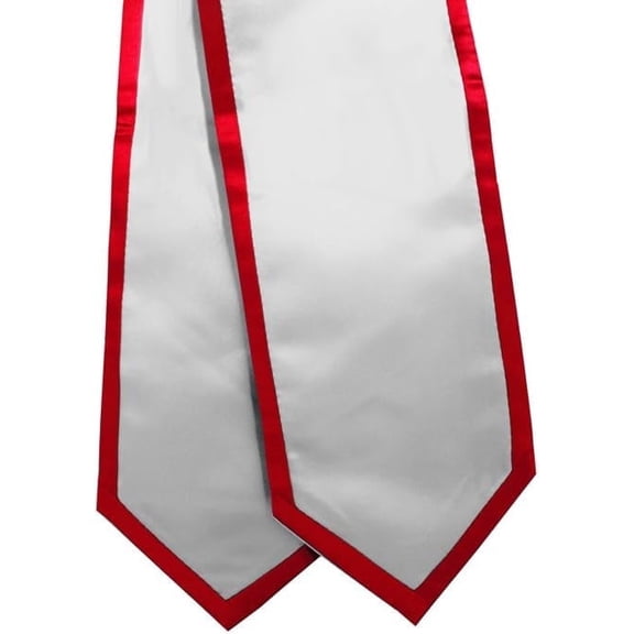 Honors Graduation Academic 72" Classic End Graduation Honor Stole/Sashes (White w/ Red Trim) - Ages 6-40 - Unisex