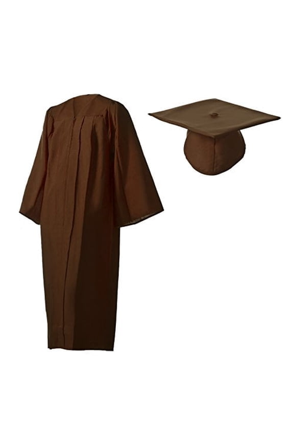Academic Graduation Cap and Gown Matte Brown Sizes 33 (3'10"-4'1")