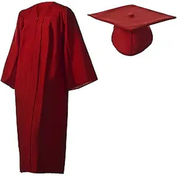 Honors Graduation Academic Matte Maroon Graduation Cap and Gown Set in Multiple Sizes (36 (4'2"-4'5")) - Unisex - All Ages