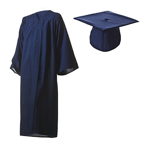 Academic Graduation Cap and Gown Matte Navy Blue Sizes 33 (3'10"-4'1")