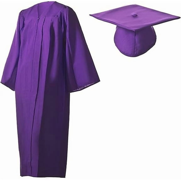 Honors Graduation Academic Matte Purple Cap and Gown Set Size 36 (4'2"-4'5")