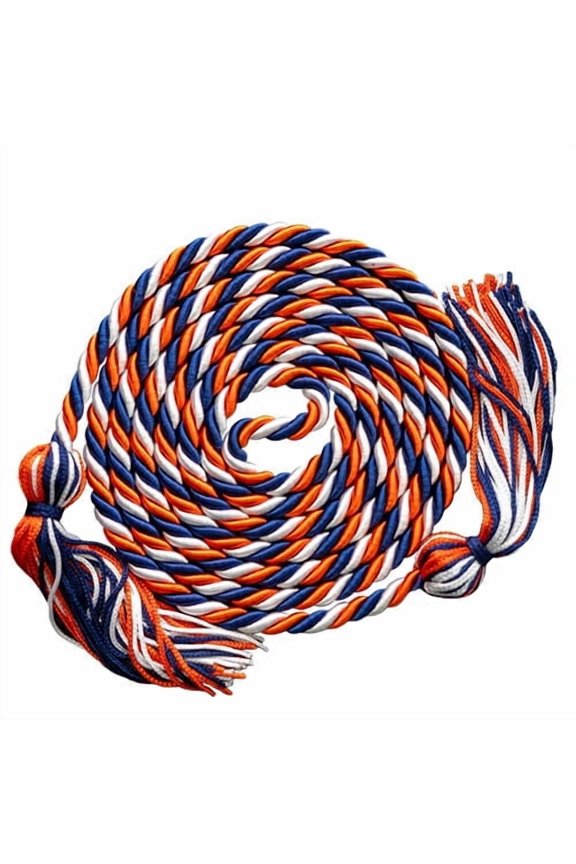 Academic Honor Cord (Navy Blue/White/Orange)