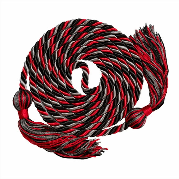 Honors Graduation Academic Honor Cord |Red/Black/Gray with Mixed Tassel