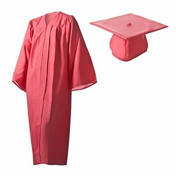 Honors Graduation Academic Matte Pink Cap and Gown Set in Size 57 Plus (6'0" - 6'2", over 275 Ibs)