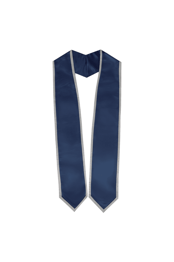 Academic 72" Classic End Honor Stoles/Sahes (Navy Blue w/Silver Trim)