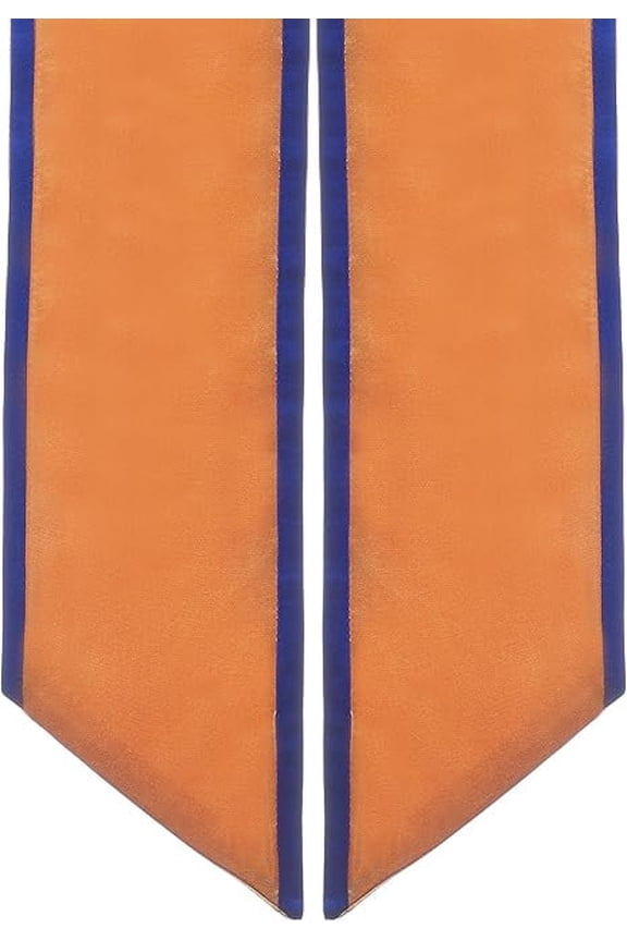 Academic Stoles/Sashes with Angled Cut and Trim (Orange w/Royal Blue Trim) - Ages 6-40