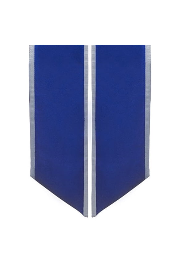 Academic Stoles/Sashes with Angled Cut and Trim (Royal Blue w/Silver Trim) - Ages 6-40