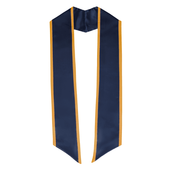 Honors Graduation Academic Stoles/Sashes with Angled End and Trim (Navy Blue w/Old Gold Trim)
