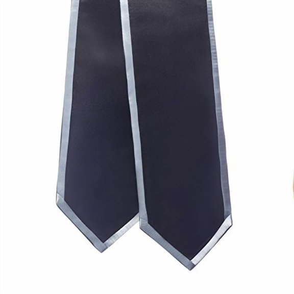 Honors Graduation Academic Stoles/Sashes with Classic End and Trim (Black w/Silver Trim)