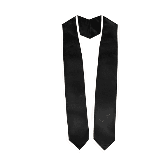 Honors Graduation Academic Stoles/Sashes with Classic End and Trim (Black w/White Trim)