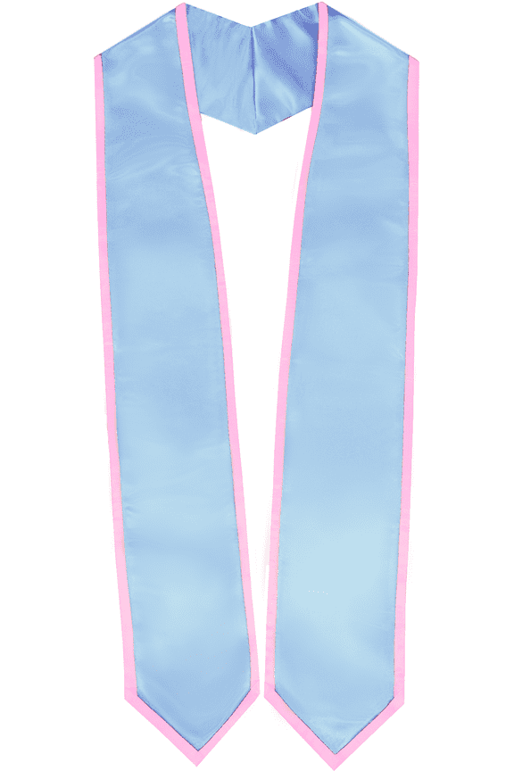 Academic Stoles/Sashes with Classic End and Trim (Light Blue w/Pink Trim)