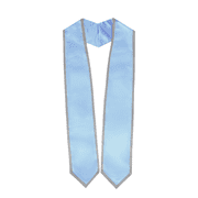 Honors Graduation Academic Stoles/Sashes with Classic End and Trim Light Blue w/Silver Trim - Ages 6-40