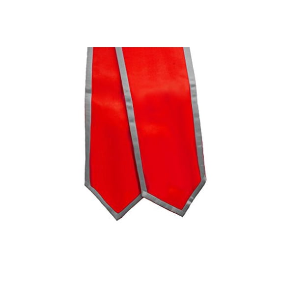 Honors Graduation Academic Stoles/Sashes with Classic End and Trim (Red w/Silver Trim)