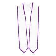 Honors Graduation Academic Stoles/Sashes with Classic End and Trim White w/Purple Trim