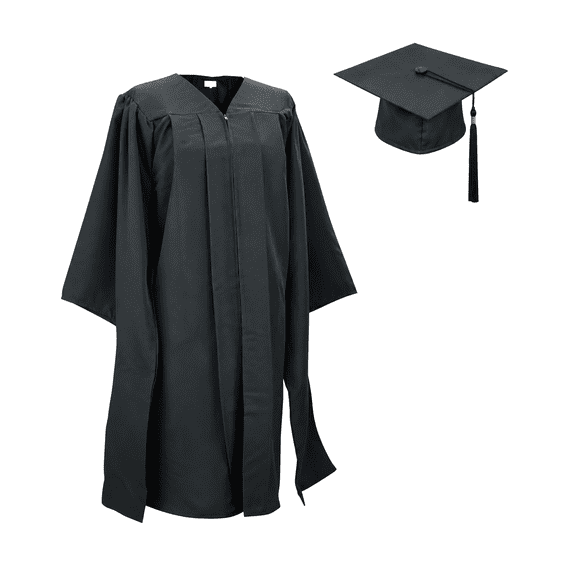 Honors Graduation Masters Matte Black Cap, Gown and Black Tassel W ...