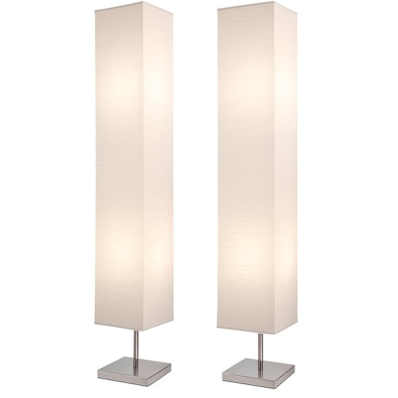 Honors Paper Floor Lamp 59-Inches Tall  with Chrome Base and White Paper Shade 2-Pack