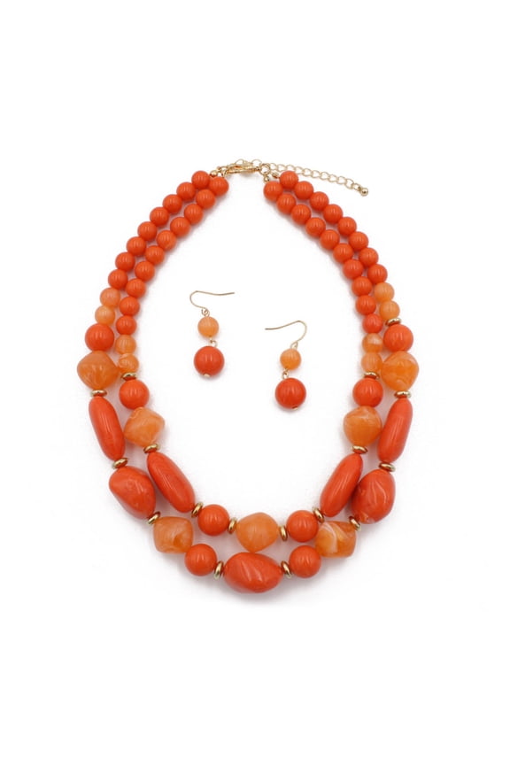1 Set Layered Necklace Retro Design Jewelry Accessories Double Strand Statement Necklace Hook Earrings Set for Party