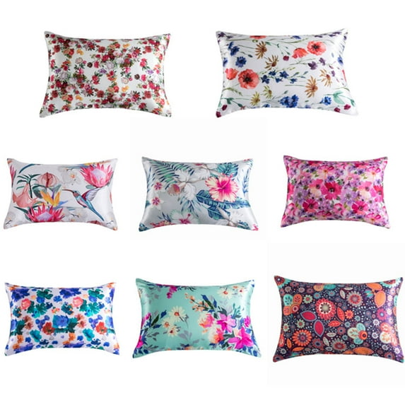 Honrane 2Pcs Satin Pillowcase Set with Flower Print, Soft, Dustproof, Wrinkle-Free - Enhance Your Bedroom Decor