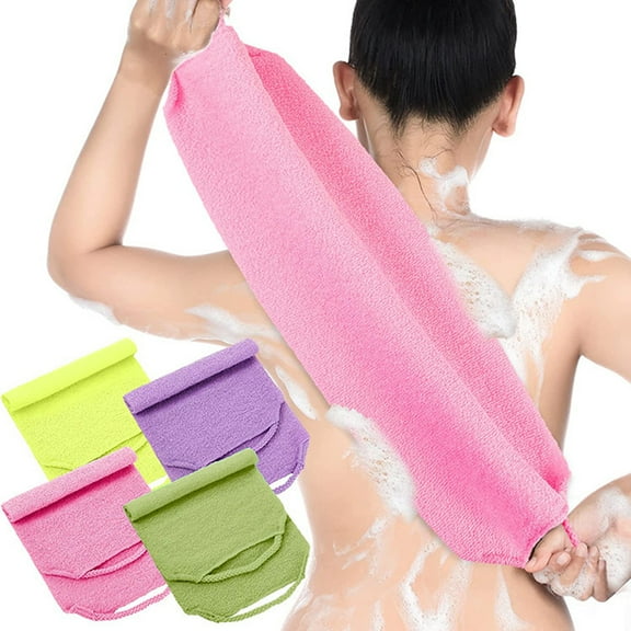Honrane 4Pcs Stretchable Exfoliating Back Scrubber with Handles for Men and Women - Shower, Body Cleaning, Skin Massage, and Exfoliation - Bath Towel Washcloth Home Supplies