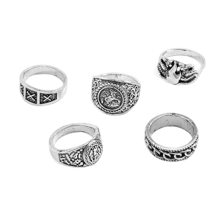 Honrane 5Pcs Set Knuckle Rings Delicate Patterns Geometric