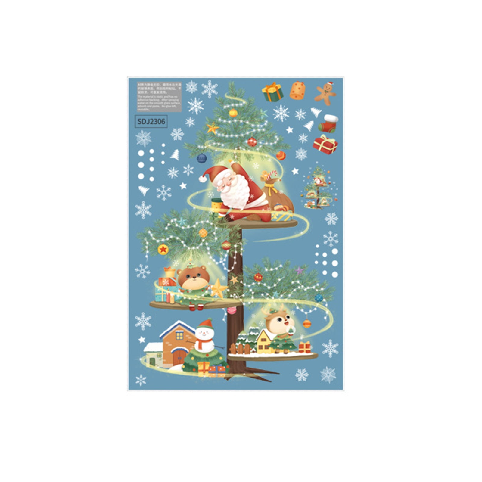 Honrane Christmas Window Stickers Snowman Window Clings Window Stickers