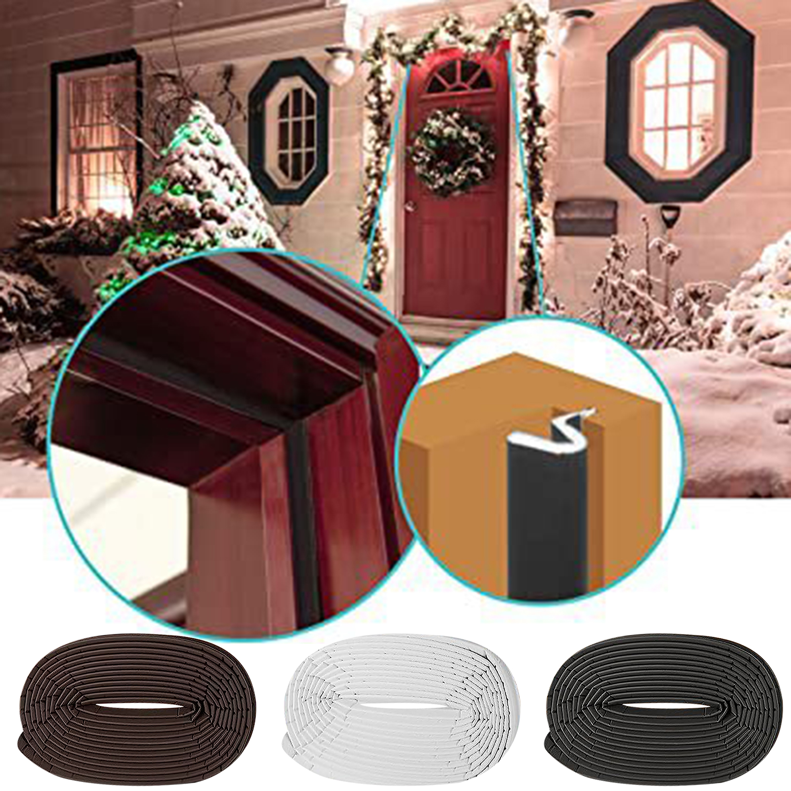 Honrane Door Sealing Strip, VShaped Weather Stripping, Noise Reduction