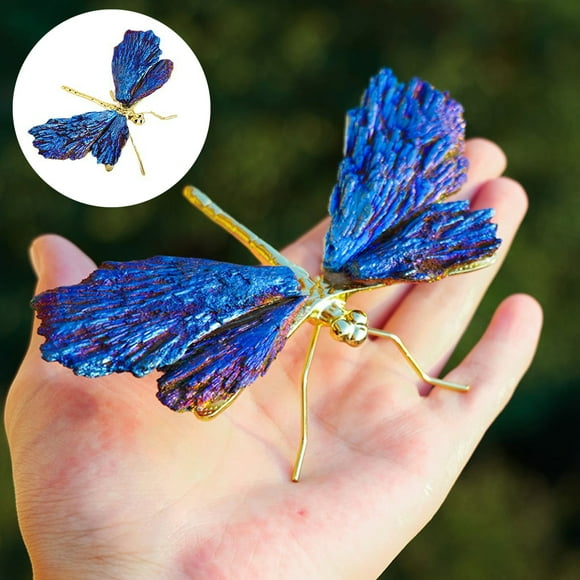 Honrane Dragonfly Ornament Art Work Electroplated Faux Crystal 3D Effect Clear Texture Home Decoration Rich Colors Insect Lover Present Insect Ornament Decor Supplies