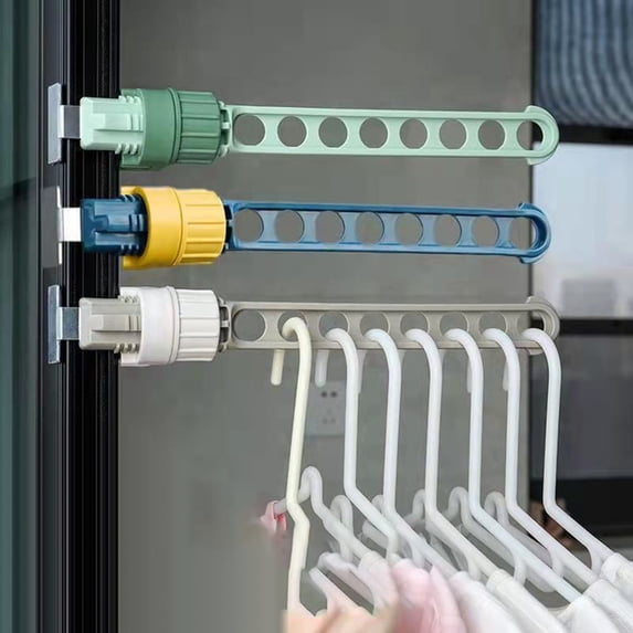 Honrane Drying Rack Strong Bearing Capacity Space-saving Punch-free Indoor 8 Hole Window Frame Coat Hanger Household Products