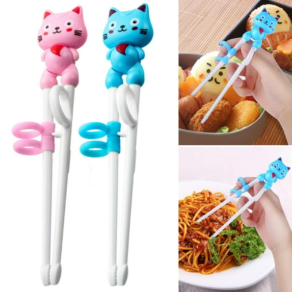 Honrane Educational Kids Chopsticks, 2 Pairs of Reusable, Easy-to-Use, Cute Animal-Shaped Training Chopsticks for Children