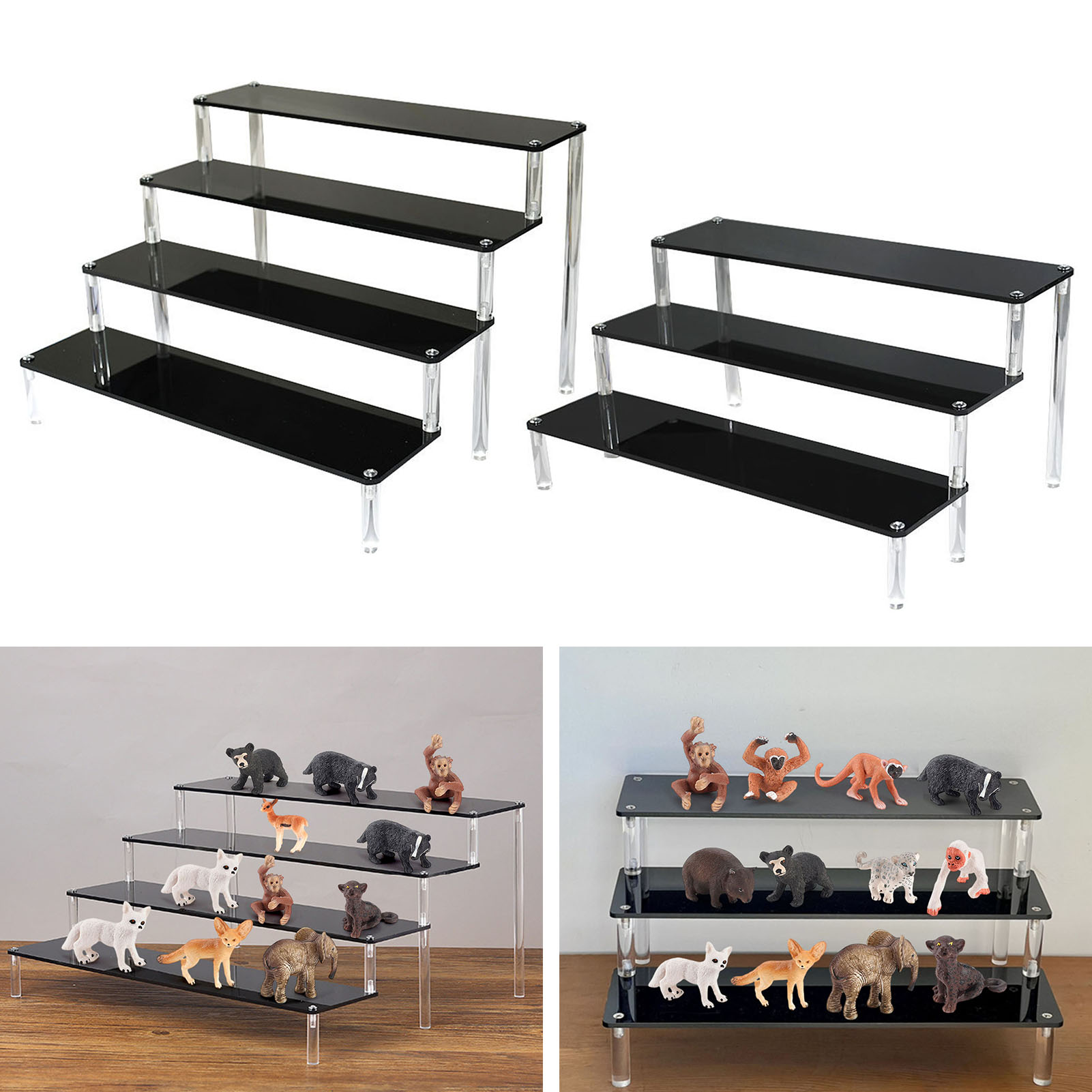 Honrane Elegant Black Acrylic Display Stand, Versatile MultiLayer Rack