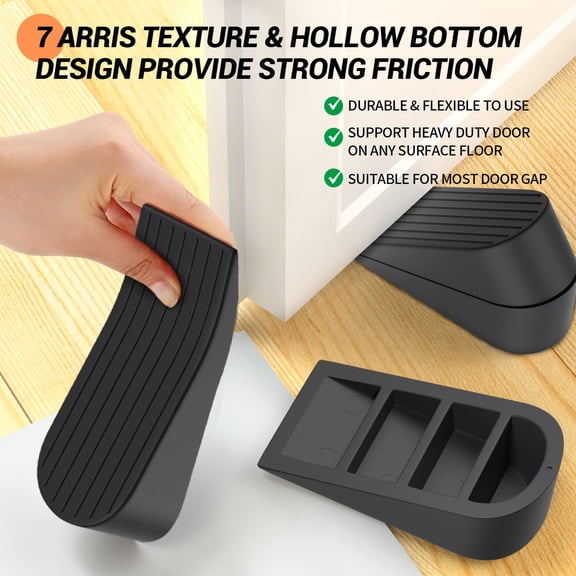 Honrane Heavy-Duty Rubber Door Stoppers, Big, Non-Slip, Stackable, High Load-Bearing Wedges to Prevent Doors from Closing