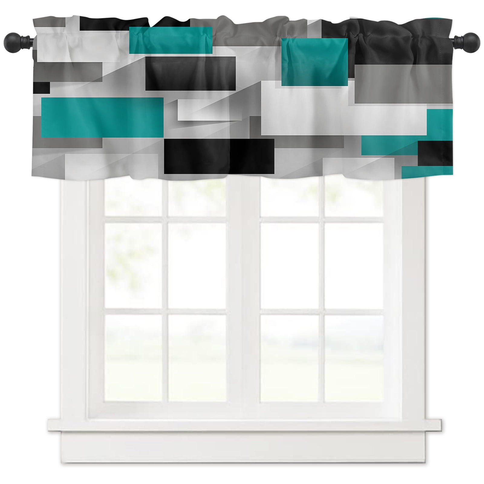 Honrane Modern Black Grey Kitchen Curtains Curtain Valance with