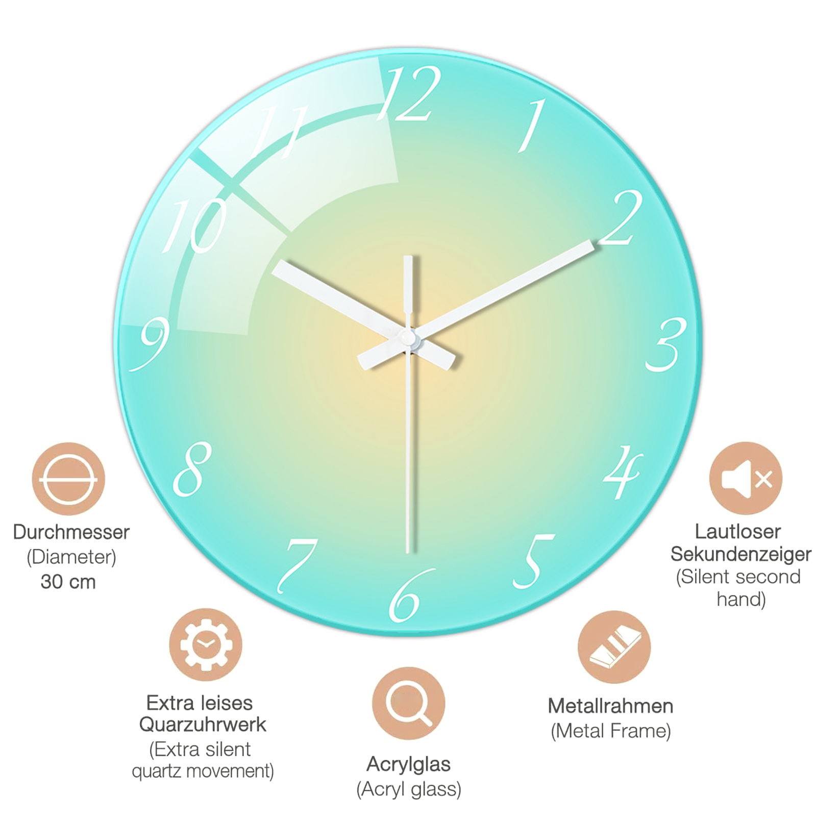 Honrane Radio Controlled Wall Clock Quiet Quartz Clock Wall Clock