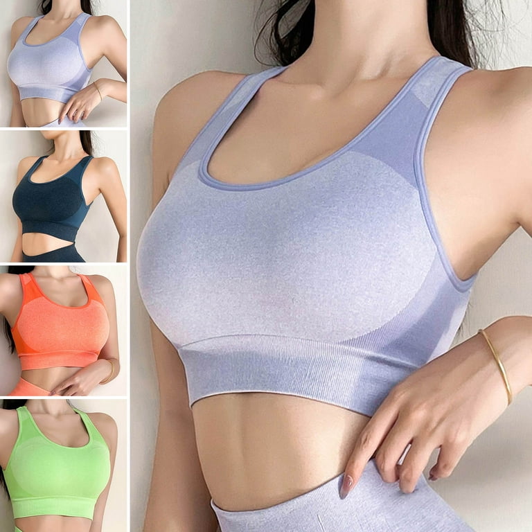 Honrane Sports Bra Push Up Breathable Comfortable Elastic Intimacy Support  Breast U Neck Wide Shoulder Strap Sports Vest Bra Daily Wear Clothes 