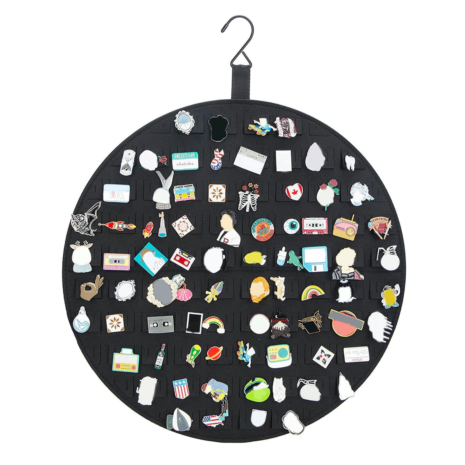 Honrane Wall Hanging Brooch Organizer, HeavyDuty Felt, Large Capacity Round Lapel and Enamel